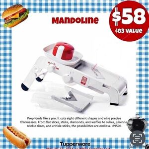 Tupperware Vegetable Slicer Mandochef Mandoline New in Box Color White / Chili